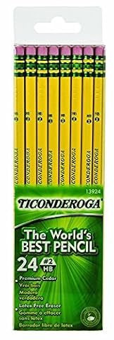 Ticonderoga #2 ołówki, drewniane etui, 6 24-liczbowych pudełek do zawieszania, łącznie 144 ołówki, żółte (13924) (13924N)