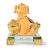 Golden Resin Dog Chinese Zodiac Statue Feng Shui Home Office Table Top Decor Figurine Gift...