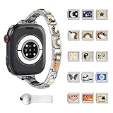 Italian Charm Bracelet Apple Watch Band for Men Women, DIY Stainless Steel Watch Strap Compatible with Apple Watch Series 10/SE/9/8/7/6/5/4/3/2/1 (38~46mm), 15 Charms & Tool Included (44/45/46mm)