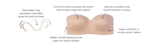 Wacoal Women\'s Staying Power Wire Free Strapless Convertible Bra, Sand, 36D
