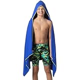 Flow Hydro Sport Towel - Microfiber Quick Dry Swimming Towels for Swim, Pool, Triathlon, and Other Water Sports in Medium, Large, Extra Large, and Hooded Sizes (Blue, Large w/Hood)
