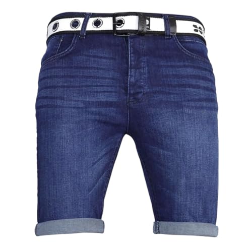 Crosshatch Mens Stretch Slim Fit Chino Shorts with Pockets for Summer, Holiday, Golf by Jeanbase Dark Blue 36