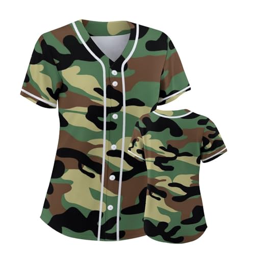 Lalkllo Camisa masculina de beisebol lisa lisa casual abotoada manga curta uniforme esportivo P-2GG,