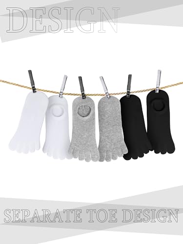 Bencailor 6 Pairs Women Toe Socks Cotton Ankle No Show Low Cut Socks with Toes for Women Men Running Athletic2