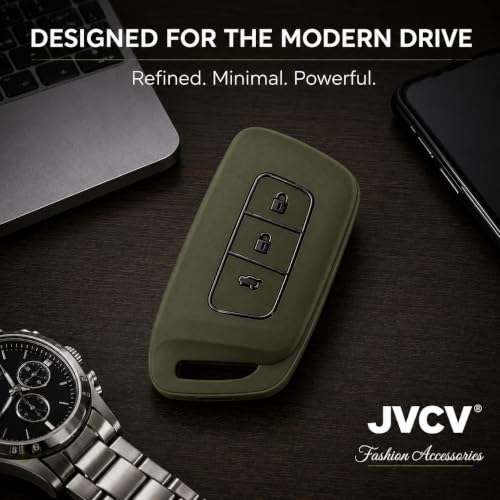 Image of JVCV Soft TPU Key Cover Compatible with New MG Hector, Hector Plus, Windsor and Windsor Pro EV Smart Key | Scratch-Resistant Protective Case (Matte Green)
