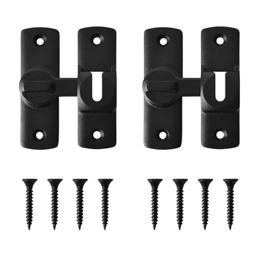 2Pcs Serratura Scorrevole 90° Porta Fienile,Rotazione Punzone Chiavistello Scorrevole Porta,Serratura Della Porta in Lega Alluminio Con Otto Viti,per Porte, Finestre, Giardini, BagniArgento)
