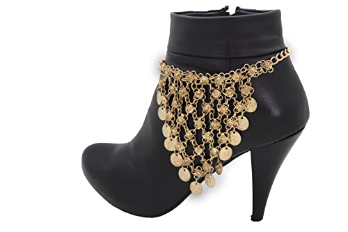Trendy Fashion Jewelry Women Western Boot Chain Bling Bracelet Gold Metal Shoe Ethnic Coin Charm Vintage Style #TOP6