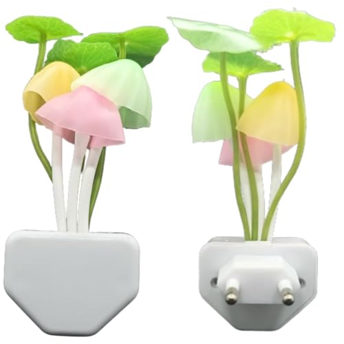 Image of SOVELY 3D LED Mushroom Night Lamp, Auto Sensor, Magic 3D LED Night Lamp with Plug Smart Sensor auto On /Off and Color Change Mushroom Flower Lamp Beautiful Illumination Night Lights for Bedroom