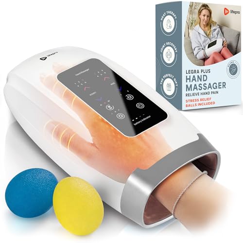 Lifepro Legra Hand Massager with Heat and Compression - Finger, Wrist, and Palm Massager with Multi Massage Modes - Pressure Point Therapy for Sensitive Hands, Relaxation, and Comfort