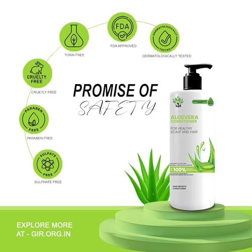 Image of GIR Aloe Vera Ayurvedic Conditioner with Aloe Vera & 21 Herbs Nourishes Scalp & Hair Paraben & Silicone Free - 1 x 500ml + 1 x 250ml (Total 750ml)