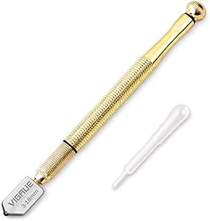 VIGRUE 3mm-18mm Glass Cutter Professional Heavy Duty Golden Handle Pencil Style Oil Feed