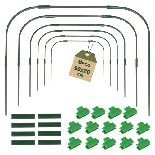 EXLECO 6Pcs Cadre de Serre de Jardin avec Clips Arceau de Jardin Kit de Maison de Cerceau de Jardin Cerceau pour Tunnel Jardin 90 * 80cm Arceau pour Serre...