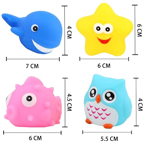 Image of Bath Toys, 8 Pcs Light Up Floating Rubber Animal Toys Set, Flashing Color Changing Light in Water, Baby Infants Kids Toddler Child Preschool Bathtub Bathroom Shower Games Swimming Pool Party