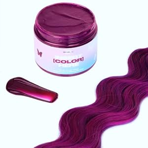 INH Semi Permanent Hair Color Violet Garnet, Color Depositing Conditioner, Temporary Hair Dye, Tint Conditioning Hair Mask, Safe, Red Purple Hair Dye – 6oz