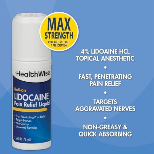 HealthWise 4% Lidocaine Roll-On | OTC Strength | Pain Relief Liquid | 2.5 oz. 73 mL | Non-Greasy, Unscented Formula | Topical Anesthetic — view 5