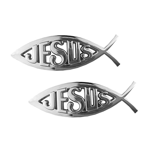 Badge Jésus poisson métallique pour remplacer les stickers usés x2