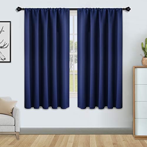 FLOWEROOM Blackout Curtains for Bedroom - Thermal Insulated Rod Pocket Window Curtains, Darkening Curtain for Living Room, Light Grey, 2 Panels, W66 x L54 inch (168cmx137cm)