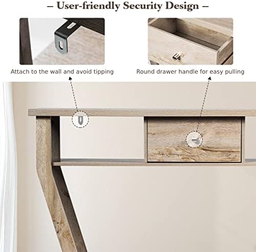 Multigot Console Table, Wooden Narrow Side End Table with Storage Shelf & Drawer, Hallway Corridor Table for Living Room Bedroom Entryway (Grey)