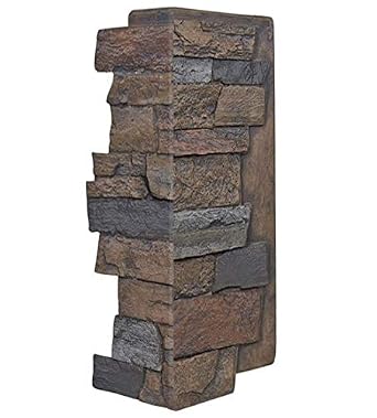 Faux Stone Wall Panel - Wide Stacked Stone Corner - Brighton Sedona Color 24" H X 11" W X 1 1/4" D