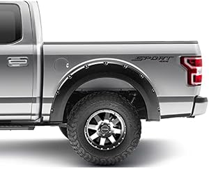 Bushwacker 20092-02 Black Pocket/Rivet Style Smooth Finish Rear Fender Flares for 2015-2020 Ford F-150