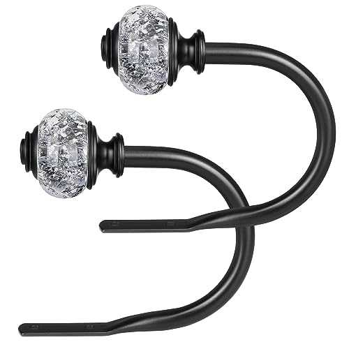 2 Pack Curtain Holdbacks, USFOOK Black Decorative...