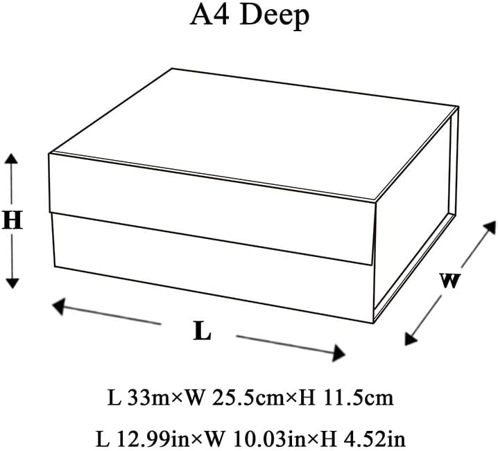 Miniatura 5 de Geoto 13 x 10 x 4.52 pulgadas  13.0 x 10.0 x 4.5 in A4 de tamaño profundo blanco liso plegable rígido cierre magnético caja de regalo