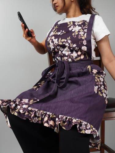 Image of 100% Cotton Unisex Apron - Adjustable Neck Straps, Vibrant Print, Reinforced Stitching, Multipurpose& Deep Pocket - for Cooking, Catering, Gardening, Painting-Printed Aprons