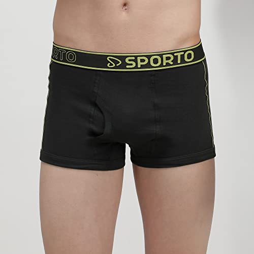 Image of sporto Men's Mid-Rise Super Soft & Comfortable Solid Cotton Square Trunks with No-Fold & No-Pinch Elastic Waistband (Combo Pack)