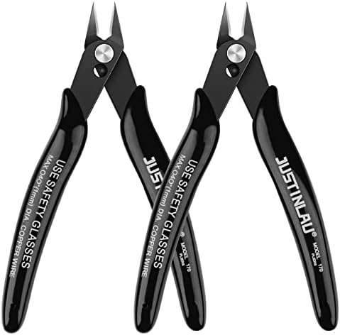 2Pcs 5 inch Small Flush Cutters Wire Snips Clippers Diagonal Cutters, Wire Cutter Soft Copper Wire Snips and Side Cutting Pliers for Electronic, Model, Jewelry Making (black)