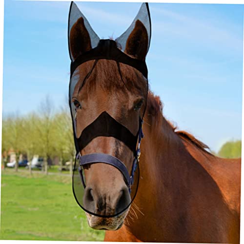 OATIPHO Respirável máscara de cavalo de estimação bicho de estimação máscara de mosca com orelhas ma
