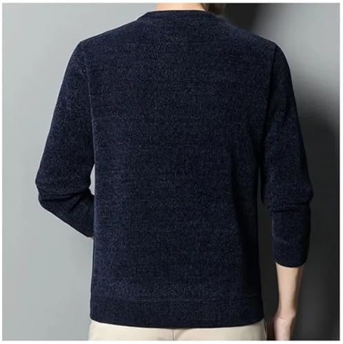 Men's Thickened Knitted Sweaters Solid Fleece Crew Neck Warm Knitted Top Oversize Knitted Pullover Jumper2