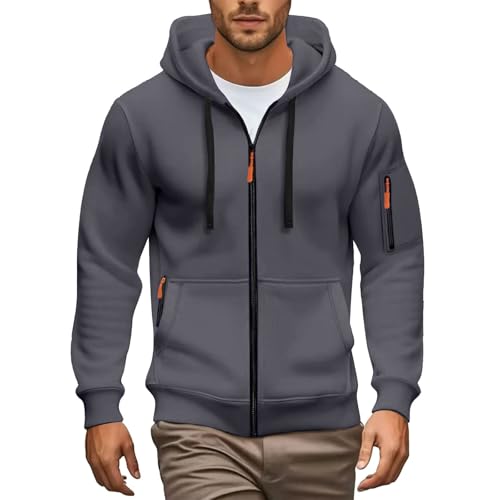 riou Sudadera Hombre Cremallera Talla Grande Polar Chaqueta Deportiva Termicas Invierno Cordón Manga Larga Sudaderas Básico Mode Casual Ropa De Trabajo Hoodie Sweatshirt