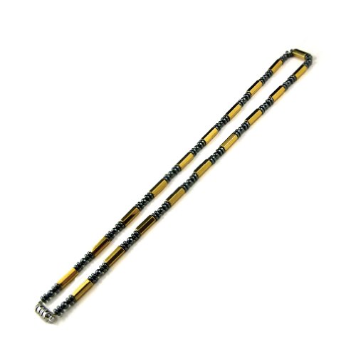 Accents Kingdom Men's Magnetic Hematite Therapy & Healing Stone With Gold Tone Tube Bead Necklace, 20" #TOP15