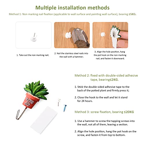 5 ganci per vasi da fiori, ganci in acciaio