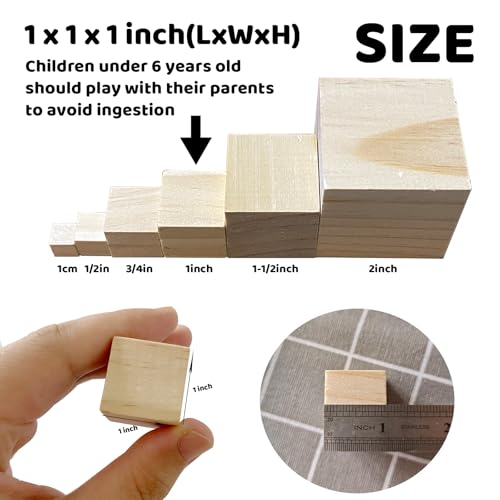 MUXGOA Unfinished Wooden Cubes,Pack of 50 Wood Blocks for Crafting,1 Inch Wood Square Blocks for Crafts Making & DIY Projects & Decor