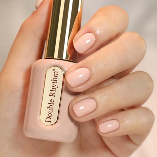 Double Rhythm 0.50 OZ Gel Polish Hema Free Same Color Same Bottle Golden Round Translucent Neutral Natural Milky 15 ML Jelly UV Polish Art DIY at Home (Nude Beige-H1537)