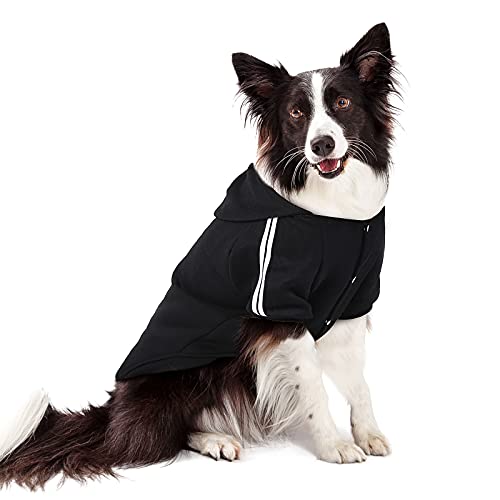 Petleso Pull pour chien en polaire pour grands chiens - Facile à enfiler et à enlever - Noir - 3XL