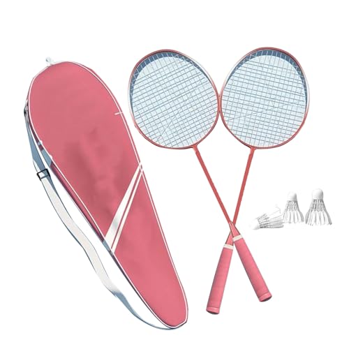 plplaaoo - Badminton Rackets Set,Badminton Sets for Backyards,Lightweight Portable Badminton Set with Shuttlecocks Carrying Bag for Adults and Teenagers Indoor Outdoor Backyard Games (Pink)
