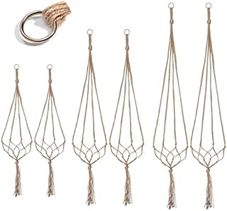 Macrame Plant Hangers Holder 6 Packs Indoor Outdoor Hanging Planter Basket Rope Flower Pot Holder Jute Rope Plants Hangers Garden Home Decorations and Space Saving
