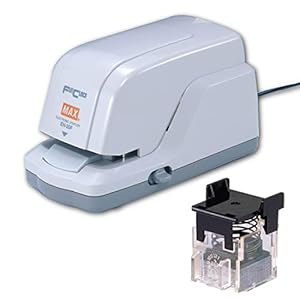 MAX USA Corp. EH-20F EH-20F Flat Clinch Anti-Jam Elec Stapler and Stapler Cartridge, 25 Sheet Cap, Gray, 3.3″ x 3.2″ x 6.6″