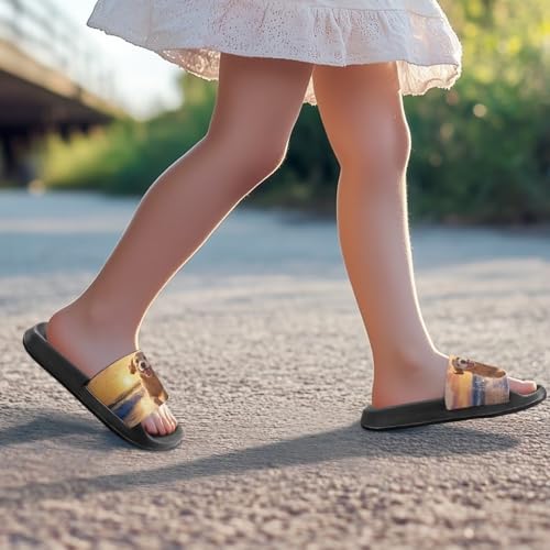 Image of Unisex Slides for Girls Boys Comfortable Slippers Slides Non-slip Shower Shoes House Fashion Thick for Indoor & Outdoor Gifts
