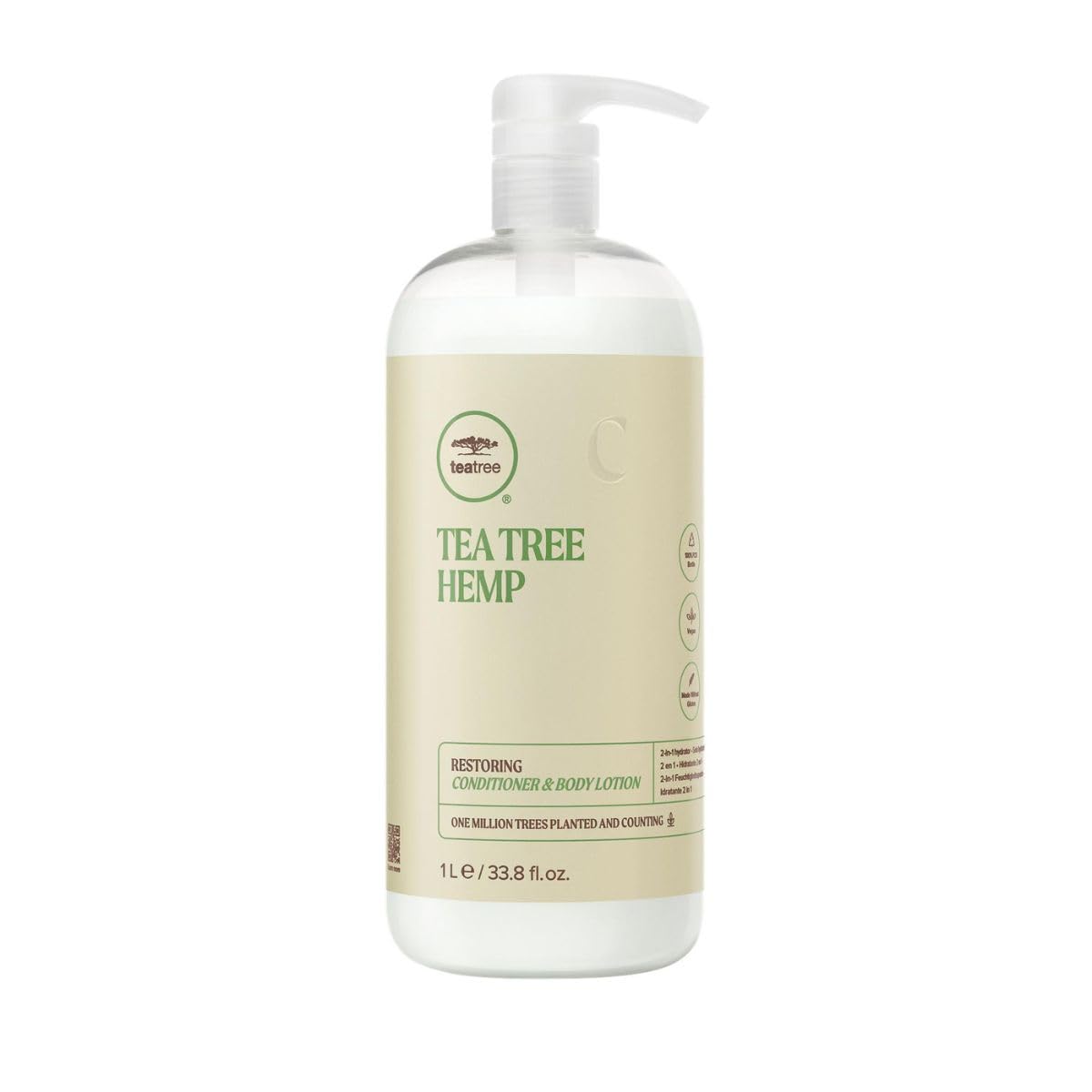 Tea Tree Hemp Restoring Conditioner & Body Lotion, 2-in-1 Hydration, For All Hair Types