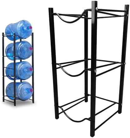 Water Jug Storage Rack，Water Jug RackWater Bottle Stand, Sturdy Metal Frame, Efficient Space Saving, Premium Material, Modern Design, Easy Assembly, 5 Gallon Holder Rack, Black, for Home Off