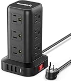 SMALLRT Regleta Torre Multicontacto, Extension Electrica USB C, Conector Multiple Enchufe 1.98 M con 12 Salidas CA y 4...