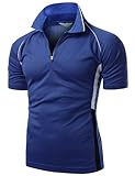Xpril Men's Coolmax 2 Tone Collar Zipup Polo T-Shirt