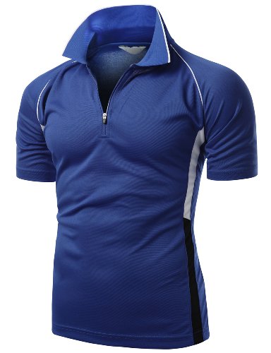 Men's Coolon 2 Tone Collar Zipup Polo T-Shirt