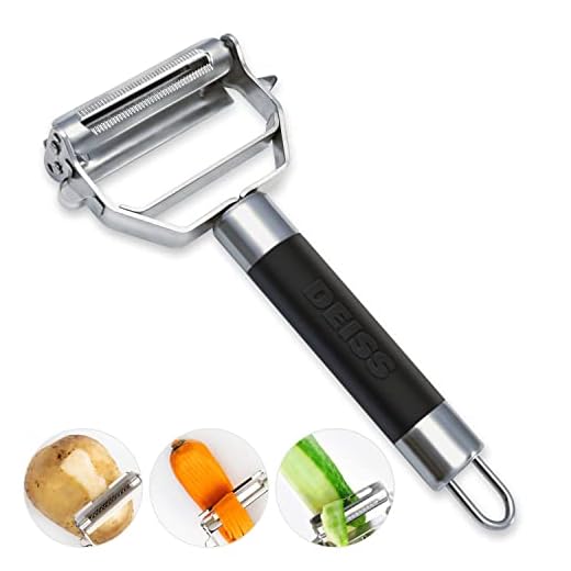 Deiss PRO Dual Julienne Peeler & Vegetable Peeler - Non-slip Comfortable Handle - Amazing Tool for Making Delicious Salads and Veggie Noodles