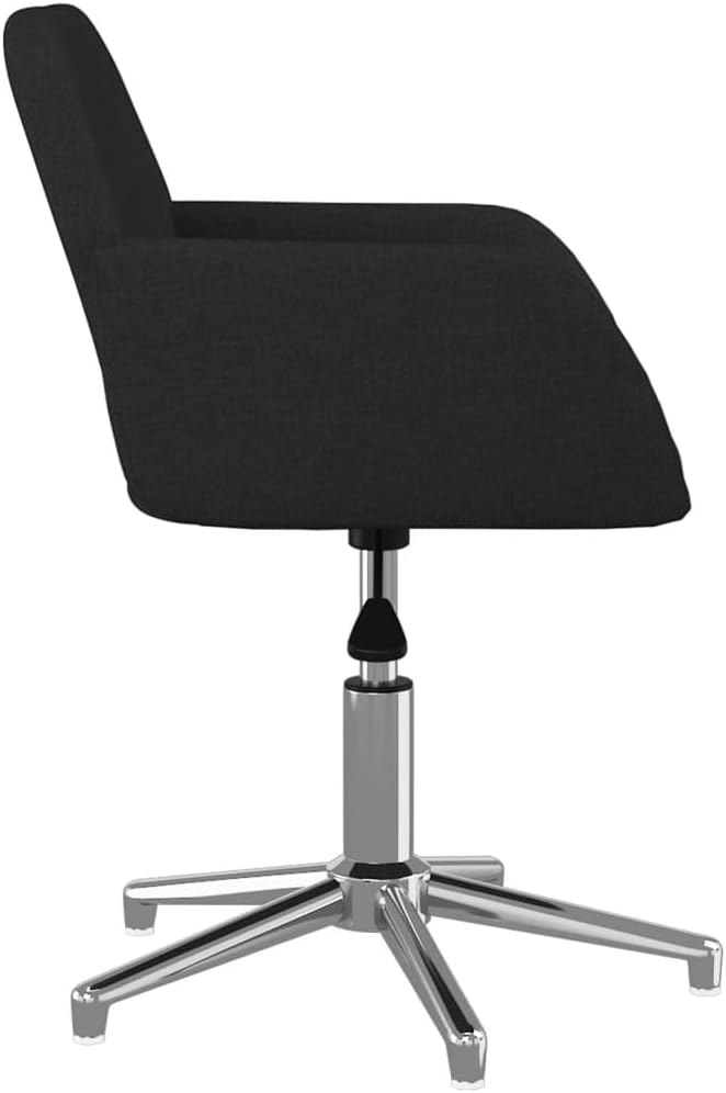 vidaXL Dining Chair 2 Pcs, Modern Accent Upholstered Chair, Leisure Side Chair with Metal Legs for Kitchen Living Room, Black Fabric
