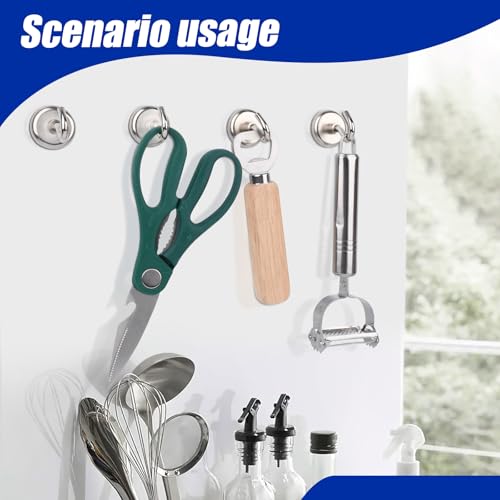 Keukenket Magnethaken Extra Stark 15kg,20mm Neodym Magnete mit Haken, Magnetic Hooks Stanzfrei Magnethacken Silber Hakenmagnete,6 Stücke Starke Magnethaken Küche für Grill Camping Schließfächer Büro