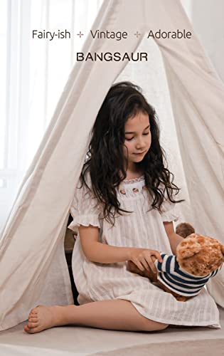 Bangsaur Girls' White Dress, Toddler Cotton Vintage Homewear,3-12 Years(White,3-4T) #TOP1